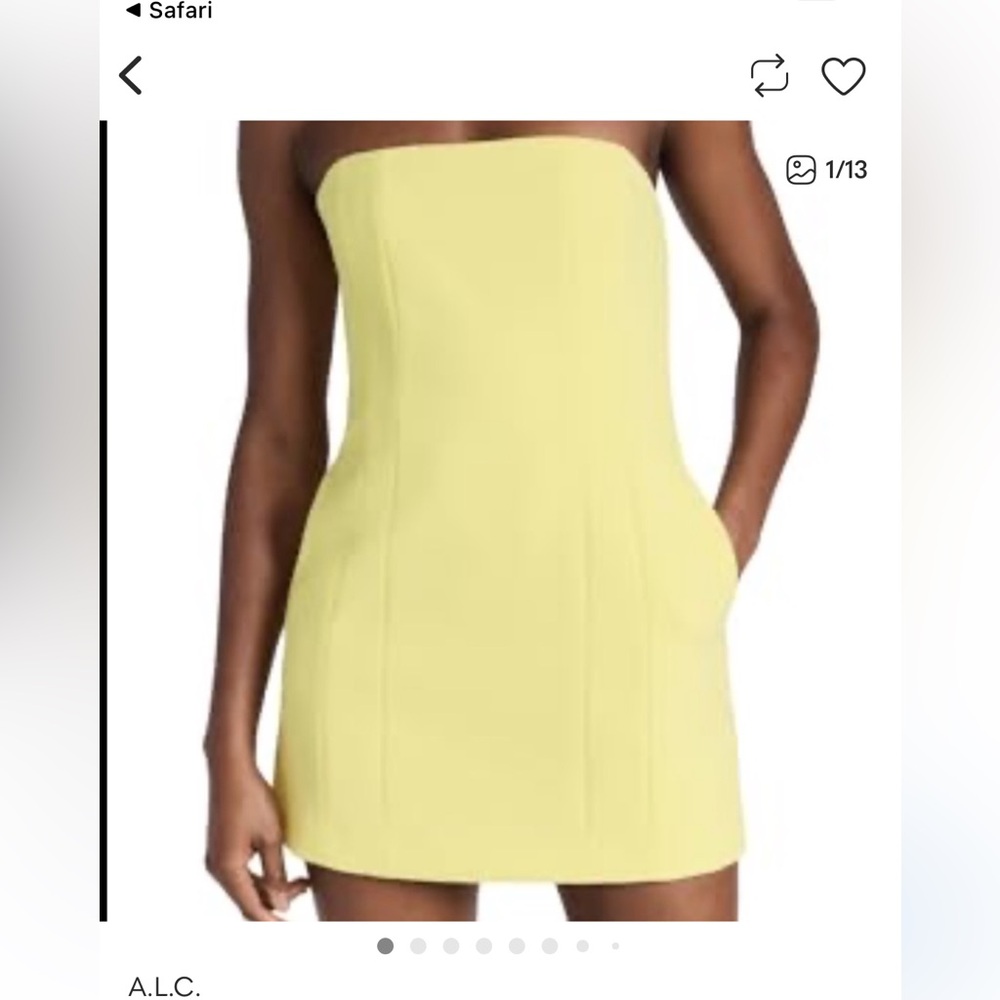 NWT ALC CIRTINE ELISE STRAPLESS MINI DRESS LEMON LIME NEW SIZE 8 🍋🍋‍🟩 - Picture 4 of 6